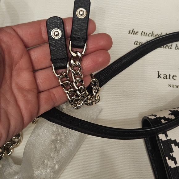 NWOT Kate Spade ♠️ Black & White Houndstooth Clutch/Crossbody Bag - Picture 3 of 14